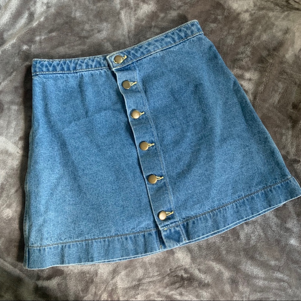 American Apparel Jean Button Up Skirt